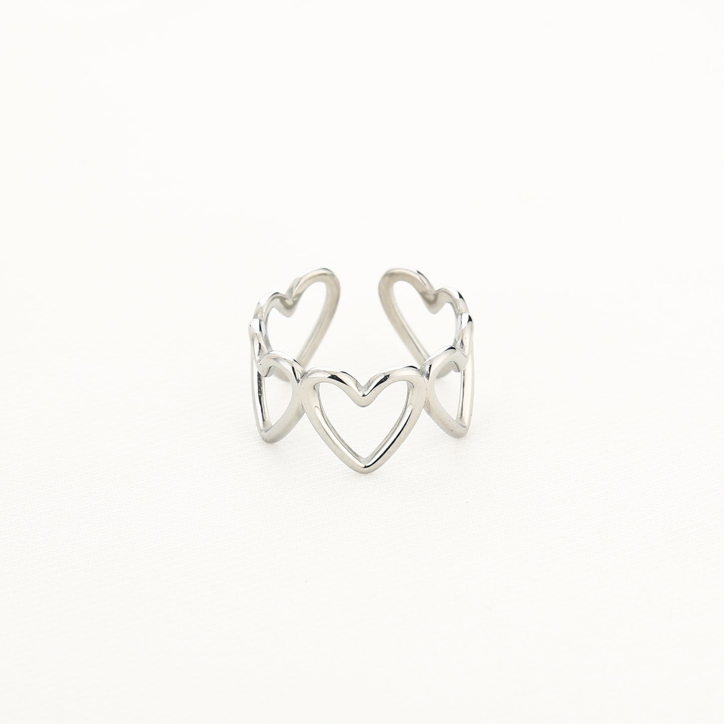 Open hartjes ring zilver