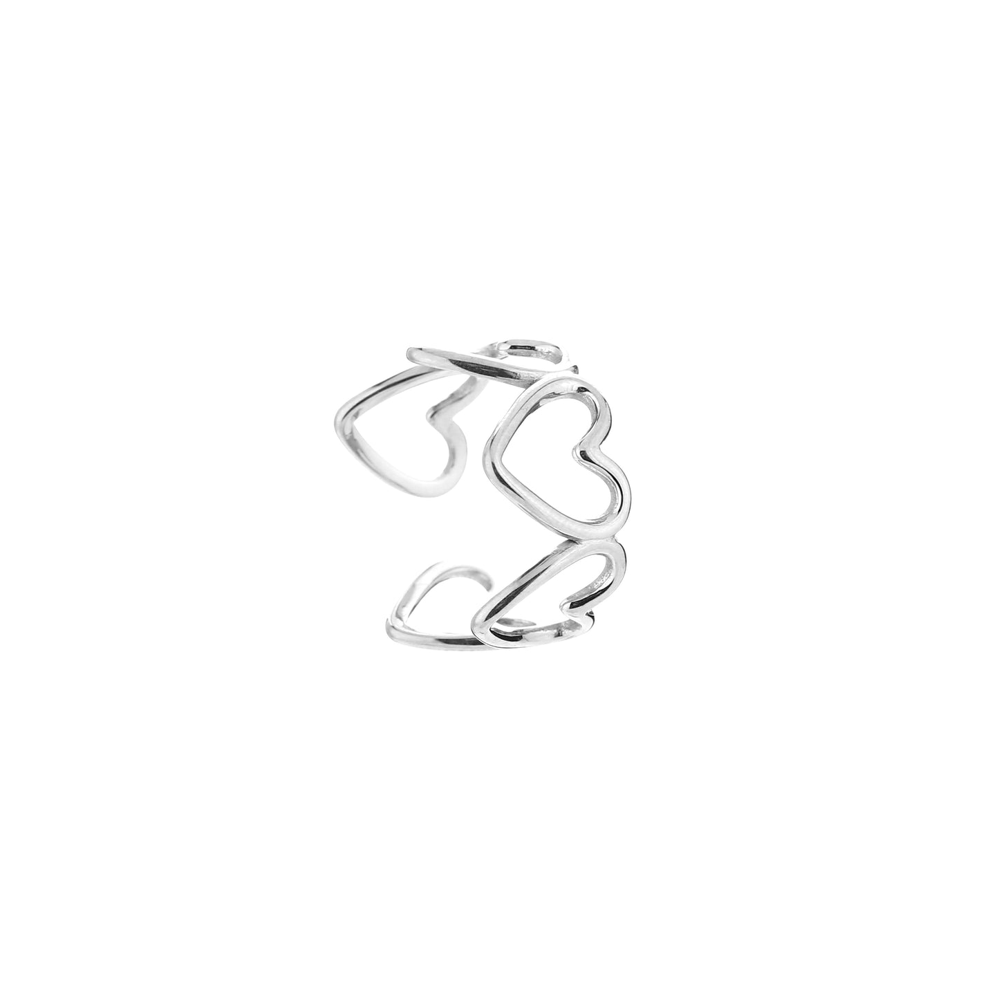 Open hartjes ring zilver