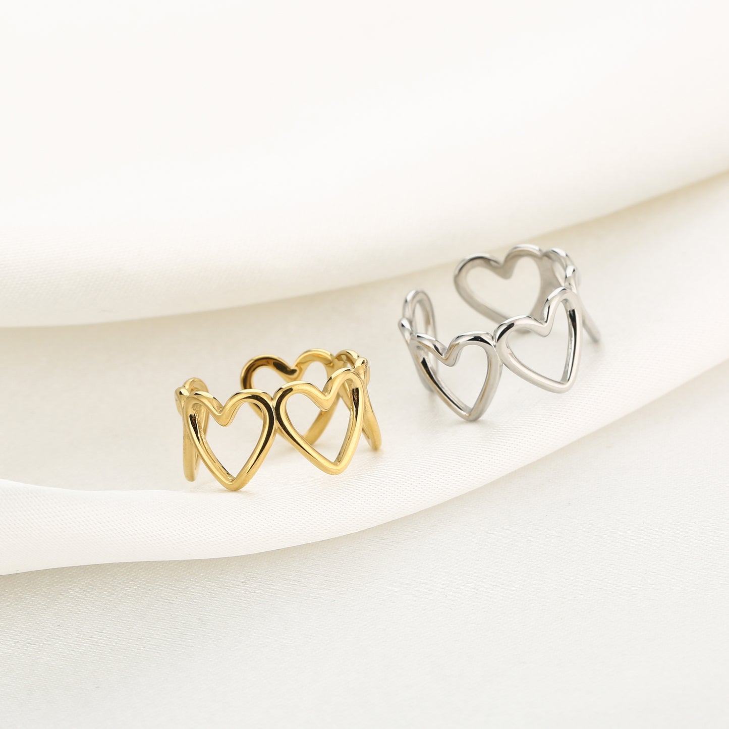 Open hartjes ring goud