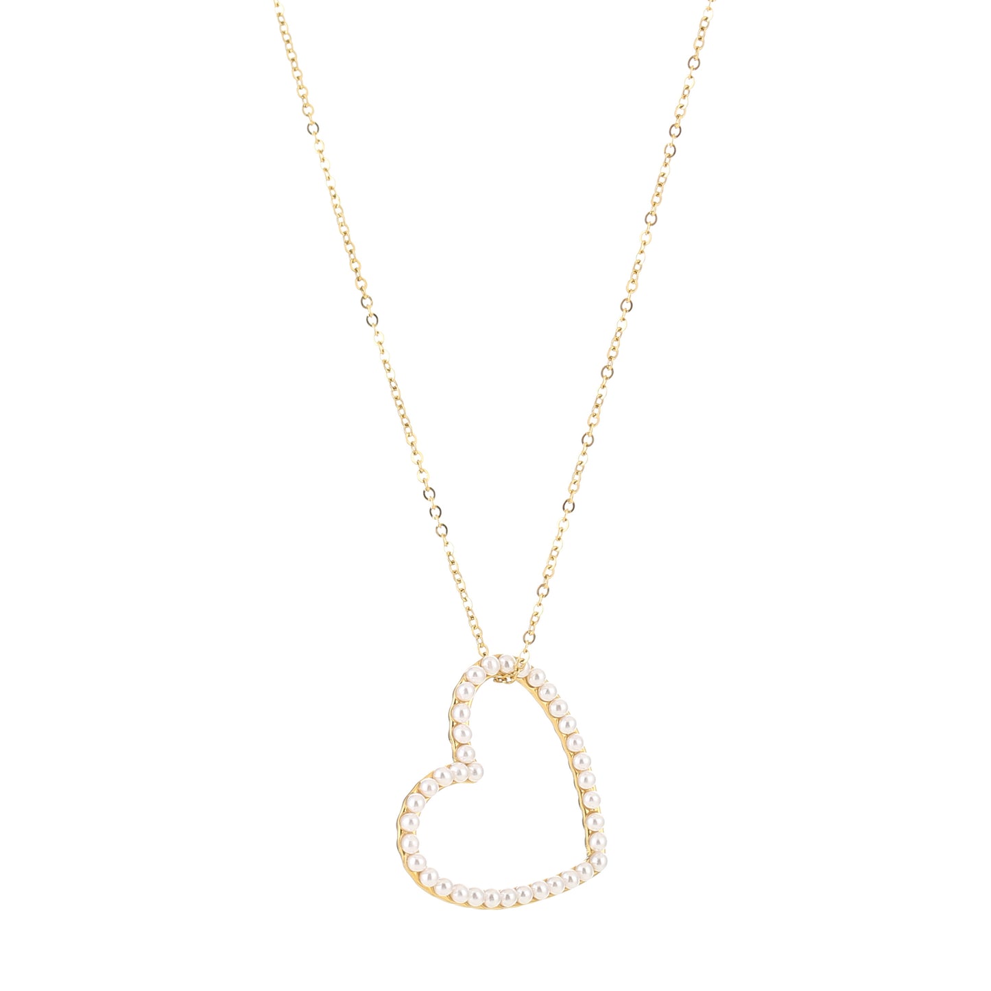 Groot hart met parels ketting goud