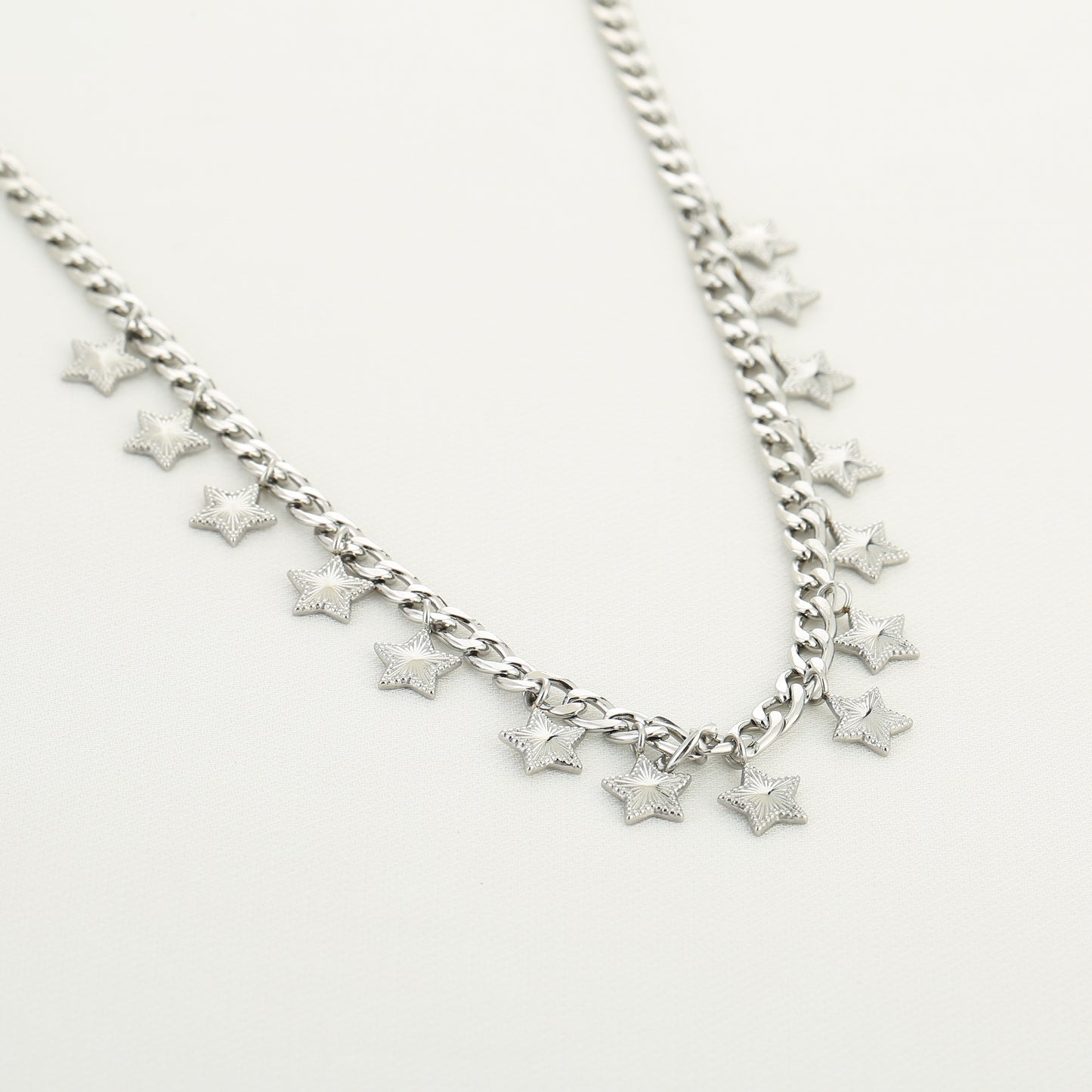 Sterren bedel ketting zilver