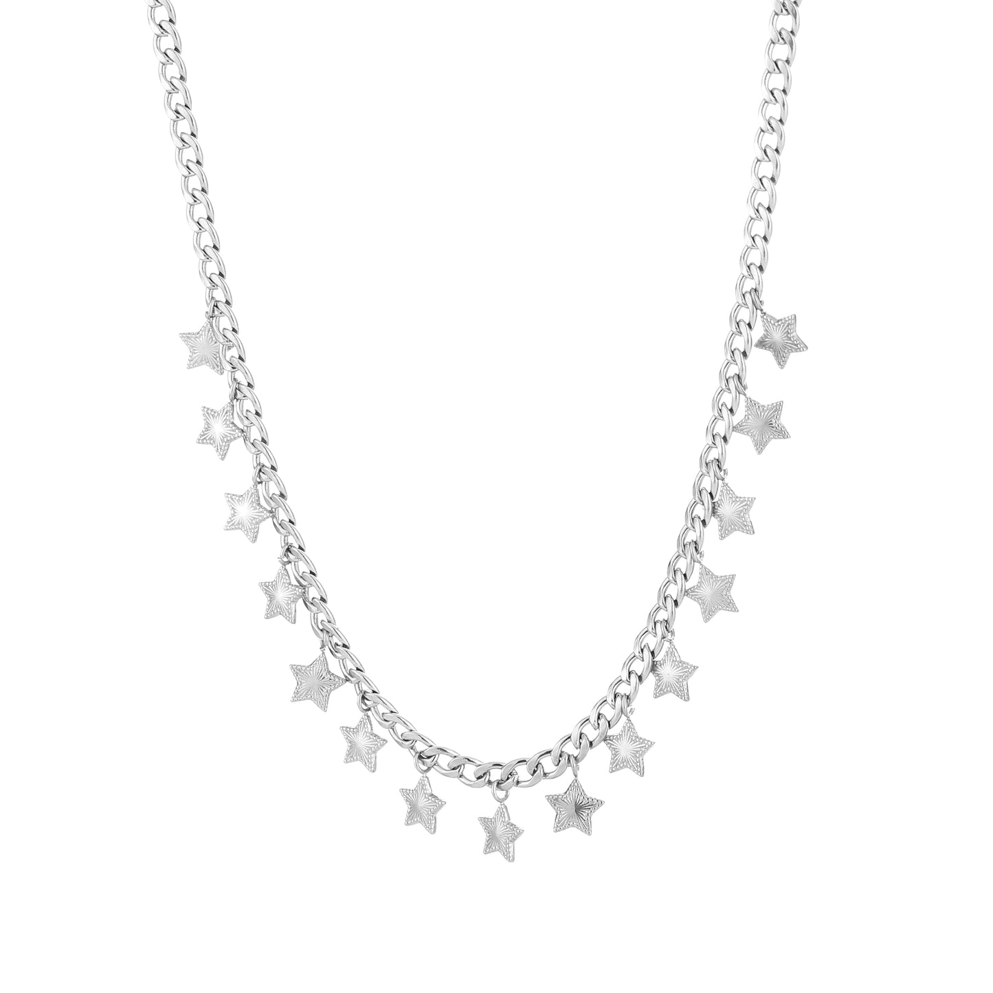 Sterren bedel ketting zilver