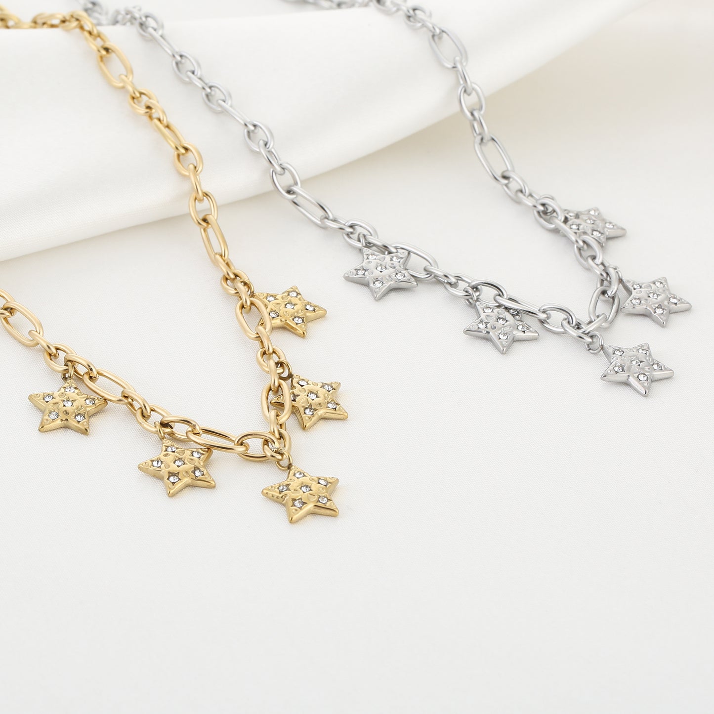 Sterren bedel ketting zilver