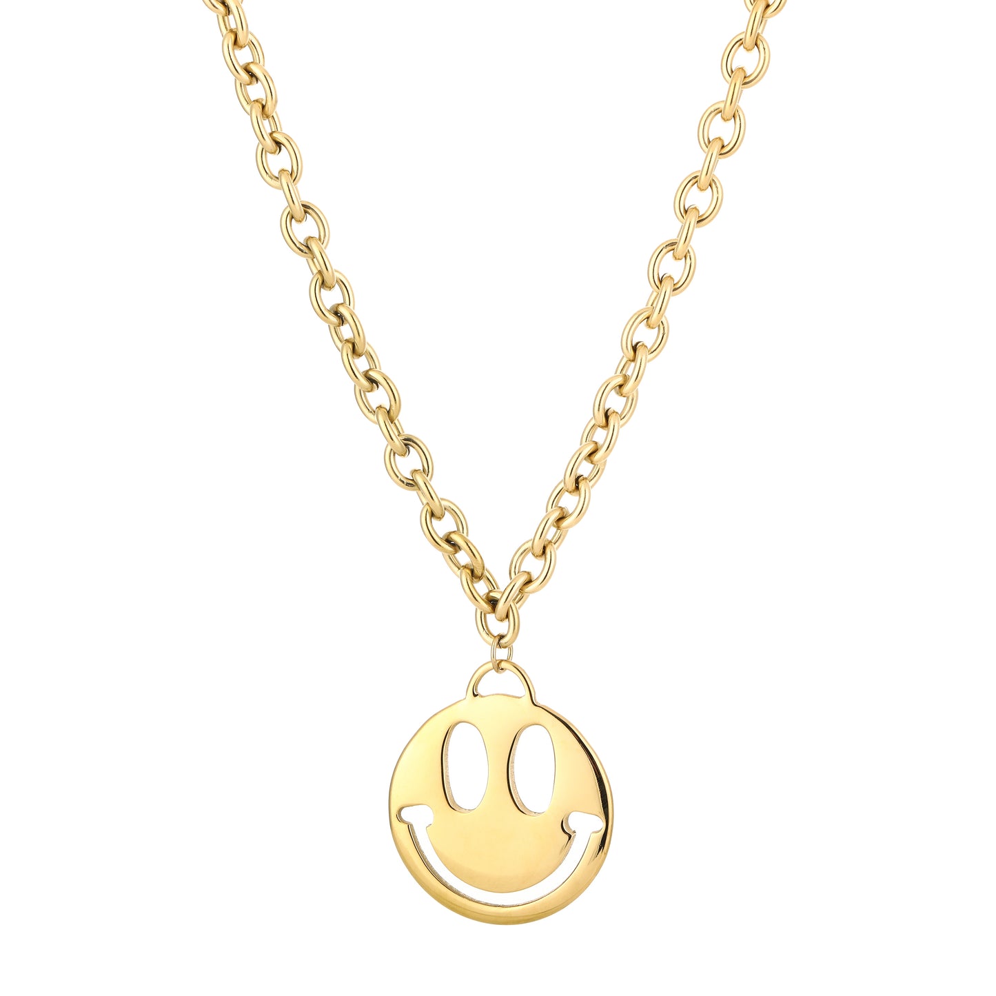Lange smiley ketting goud