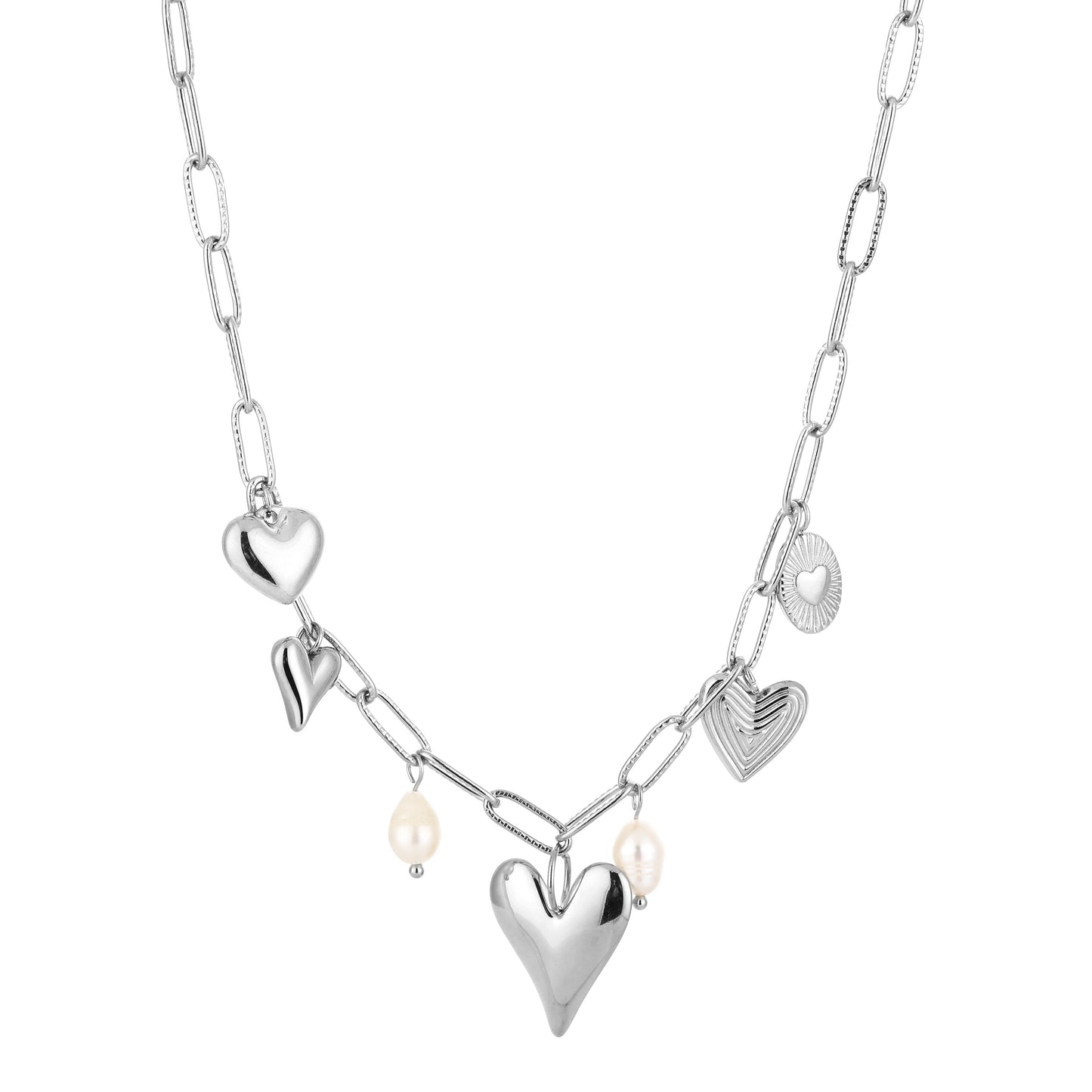Hartjes bedels ketting zilver