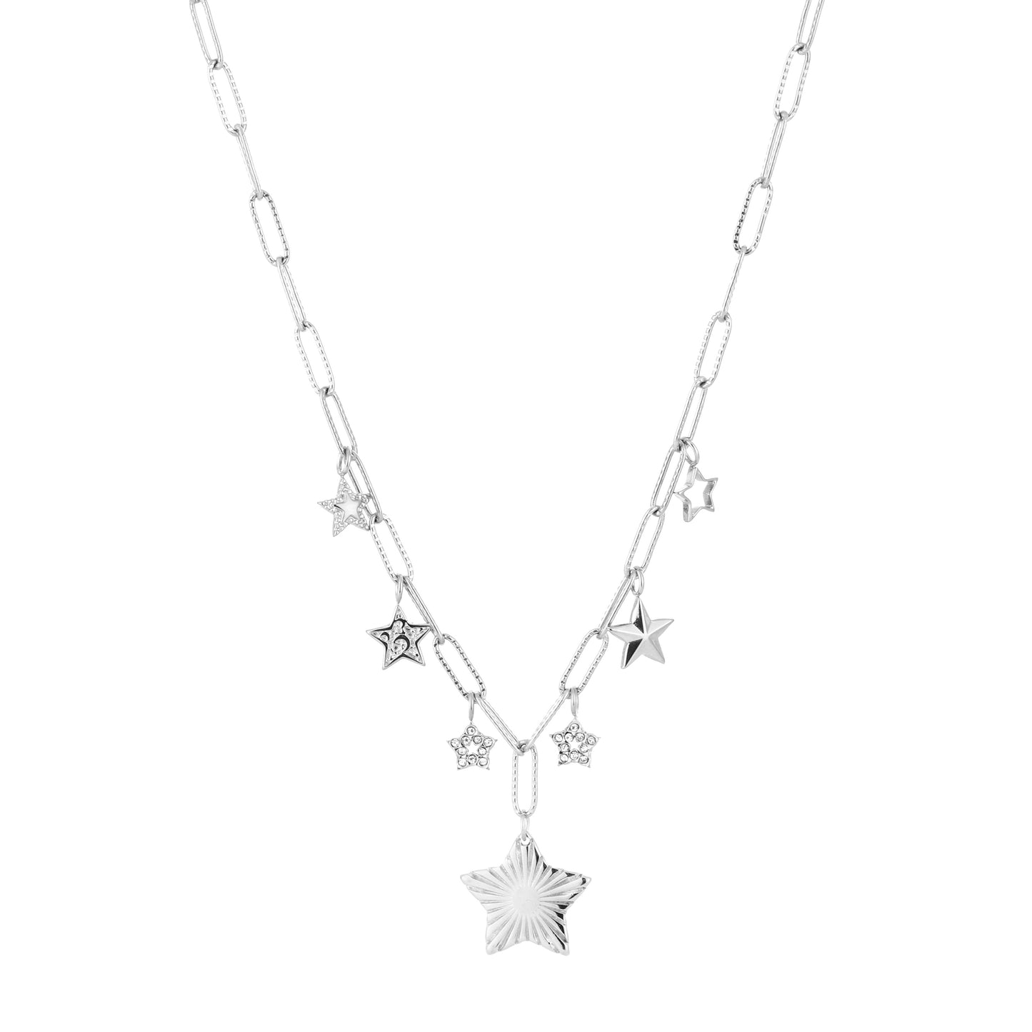 Sterren bedels ketting zilver