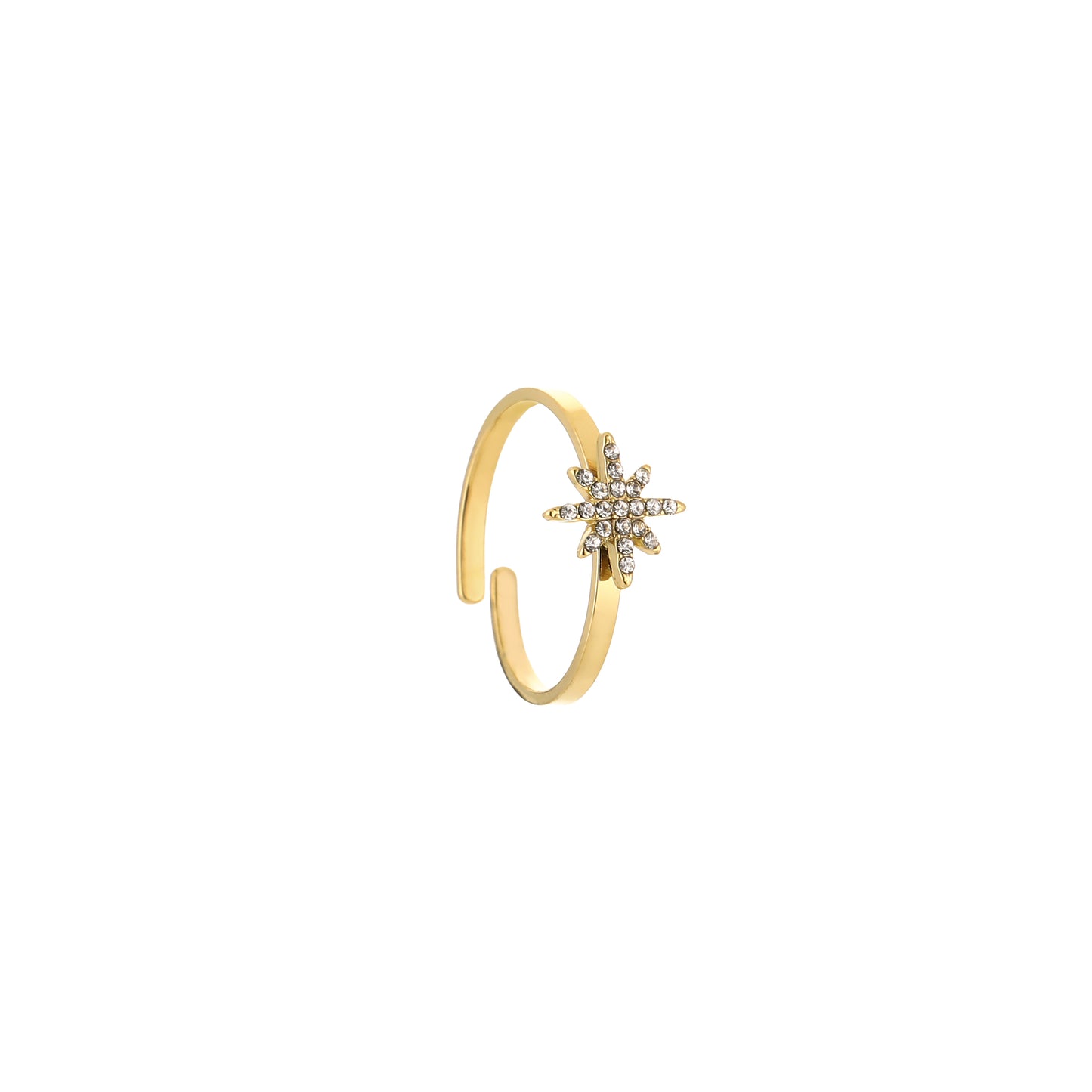 Ster met steentjes ring goud
