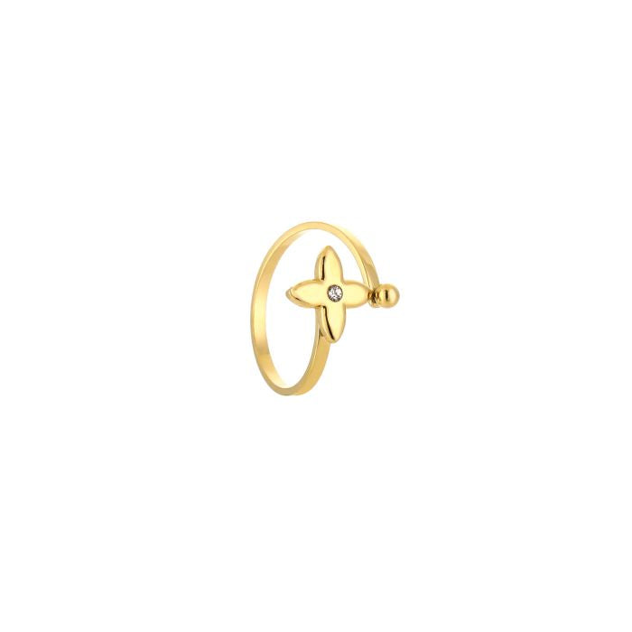 Klaver vier met zirkonia steentje ring goud