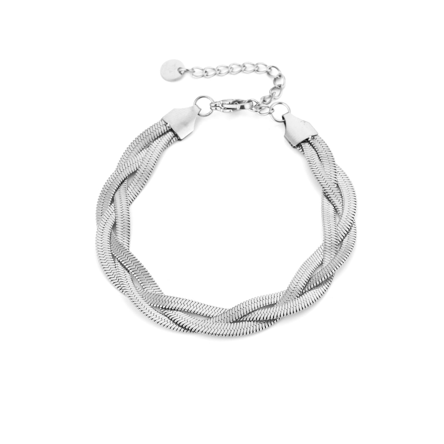 Flat snake gevlochten armband zilver