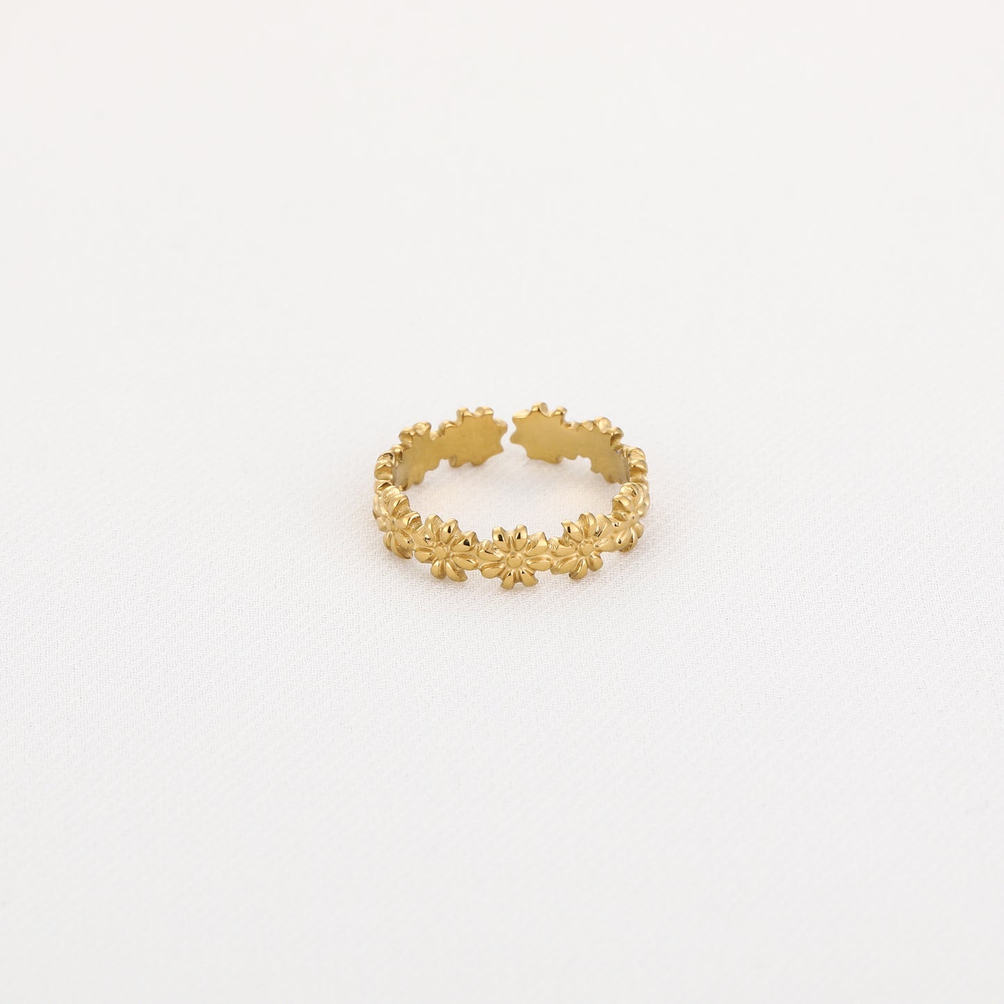 Kleine bloemetjes ring goud