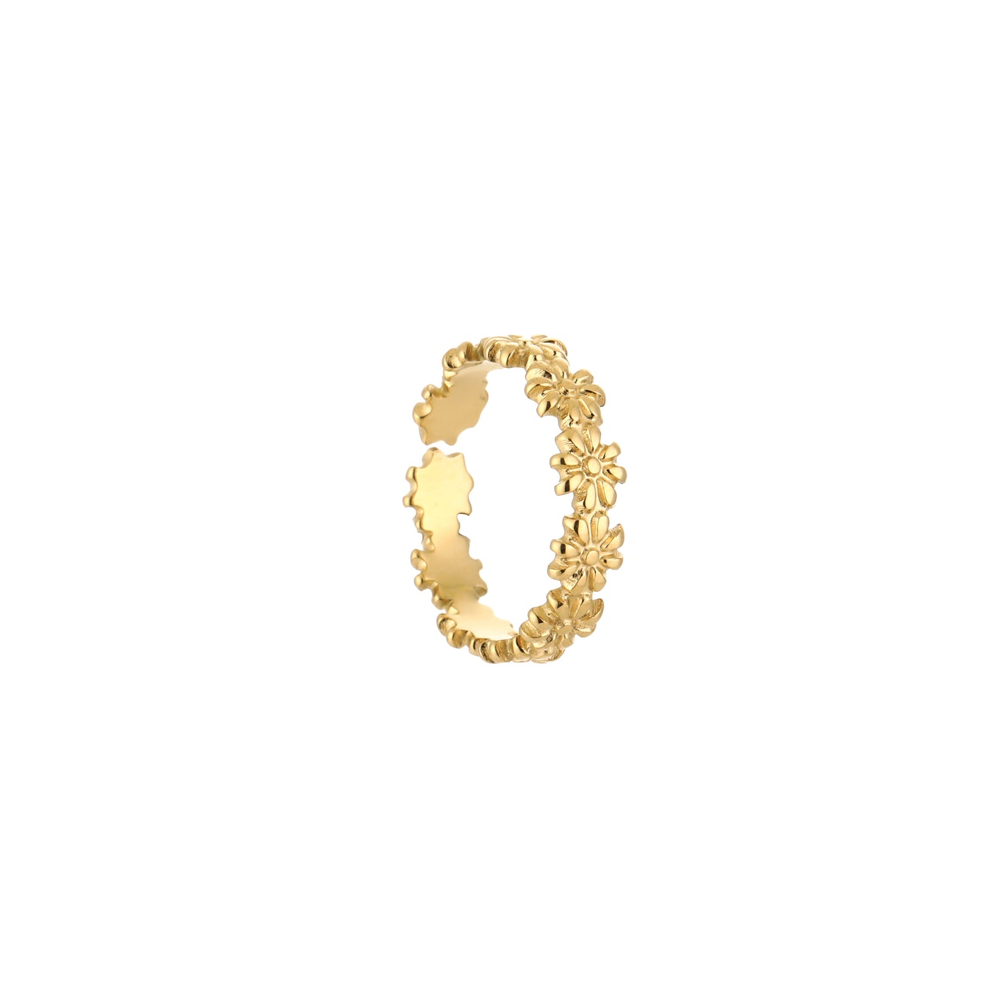 Kleine bloemetjes ring goud