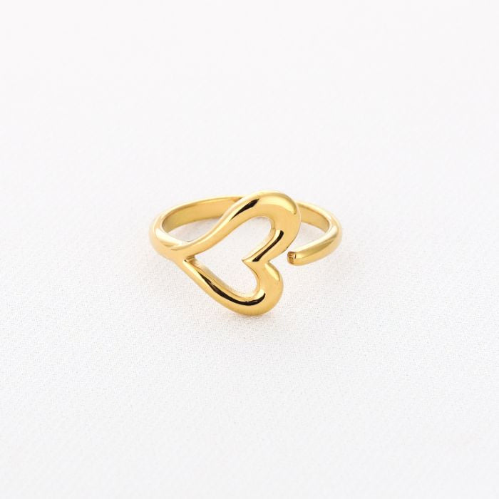 Open hart ring goud
