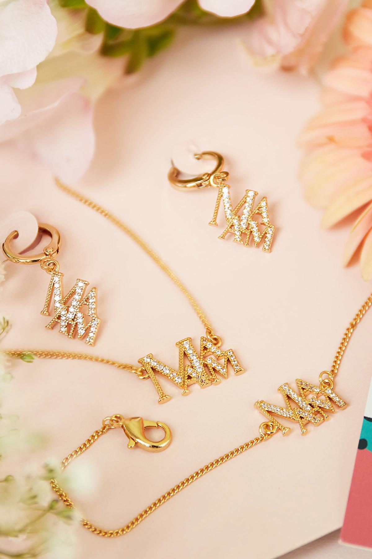 Steentjes mama ketting goud