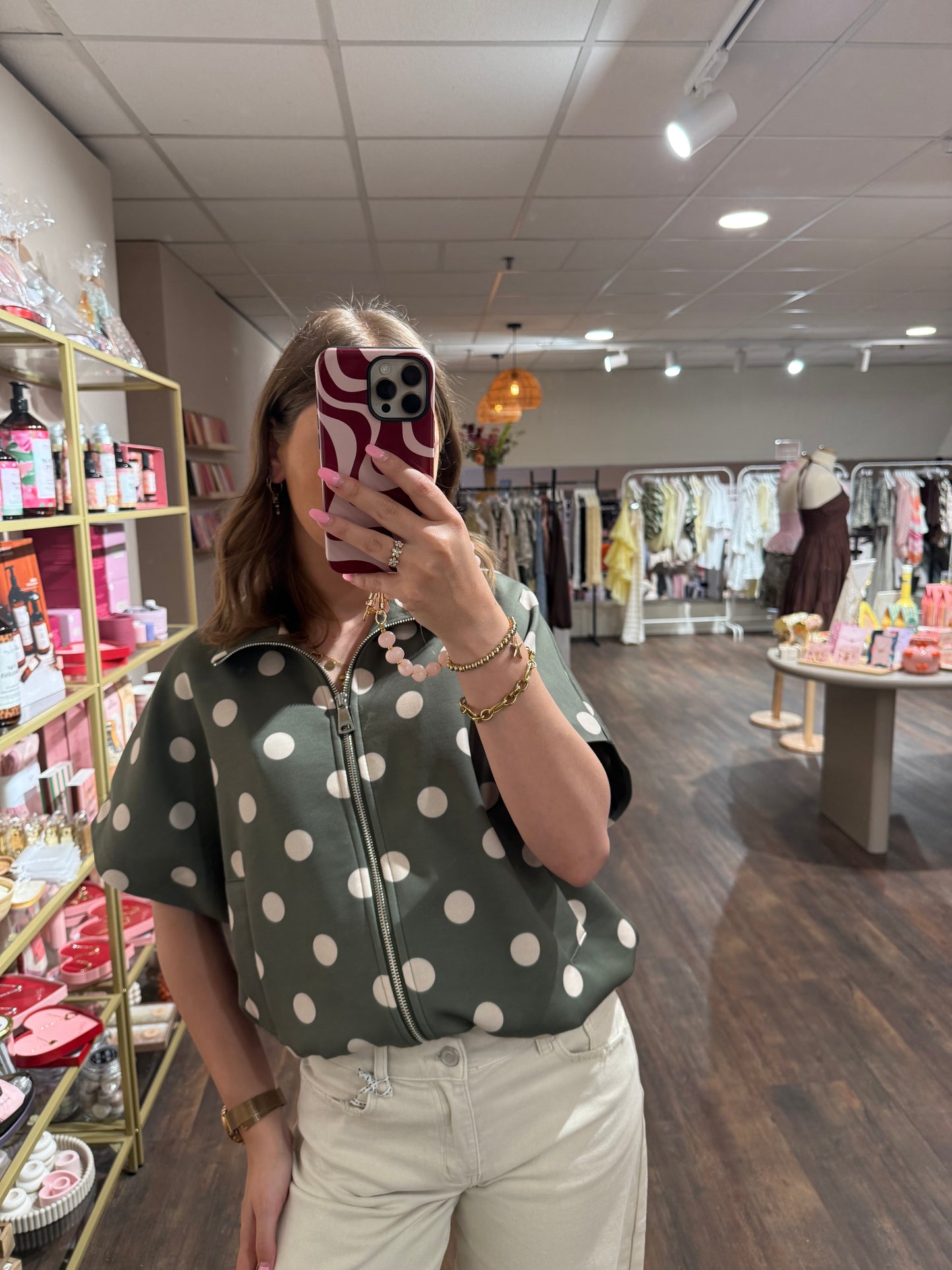 Groen vest met stippen voor dames