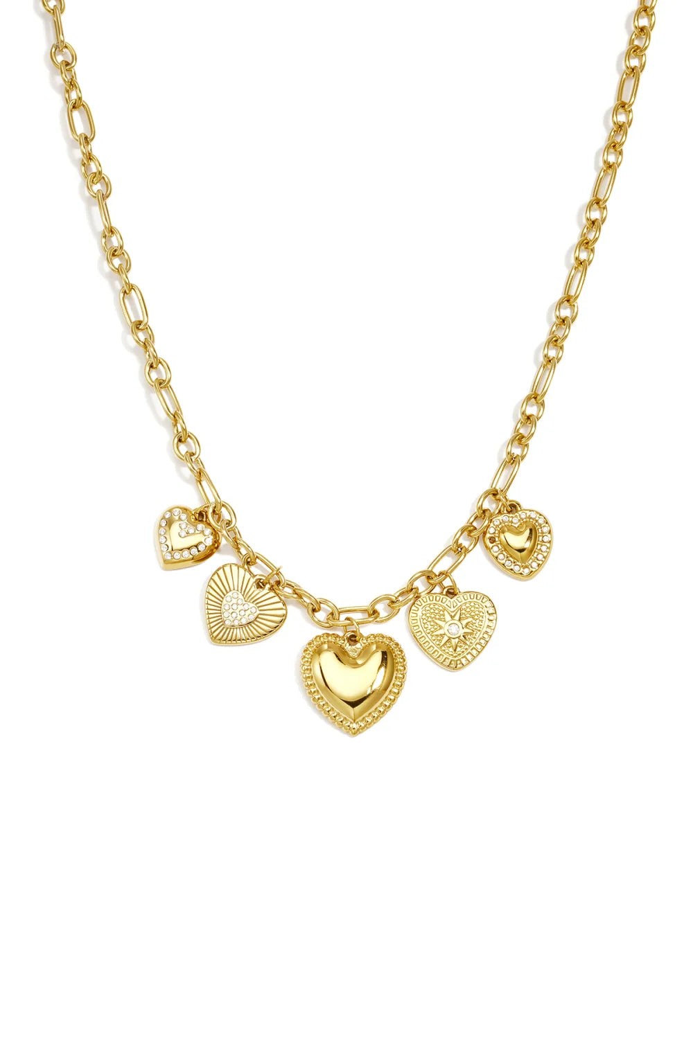 Shiny hearts ketting goud
