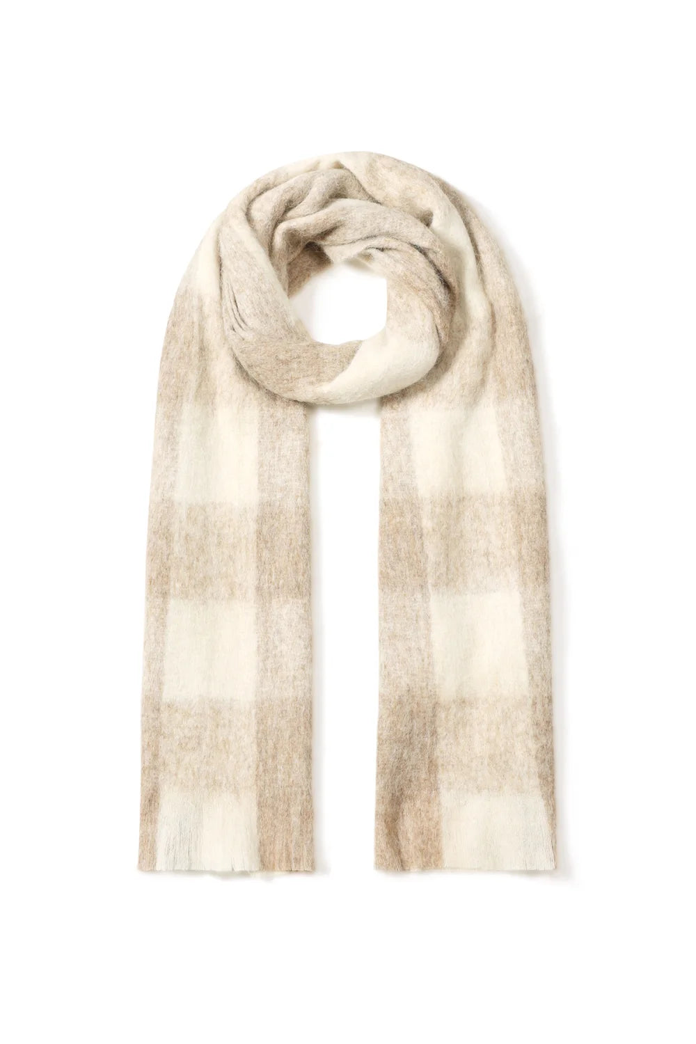 Wintersjaal met ruiten khaki