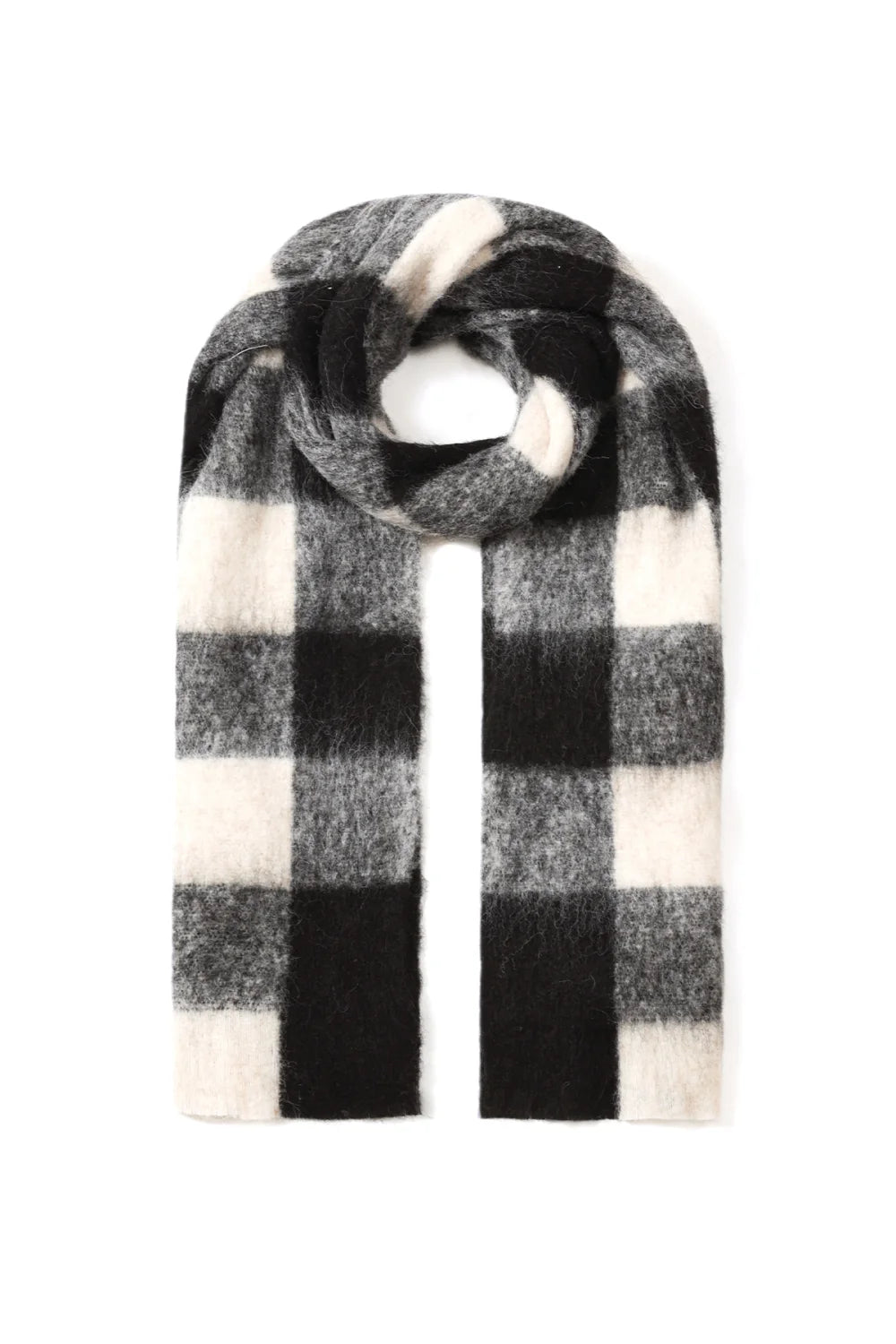 Wintersjaal met ruiten zwart