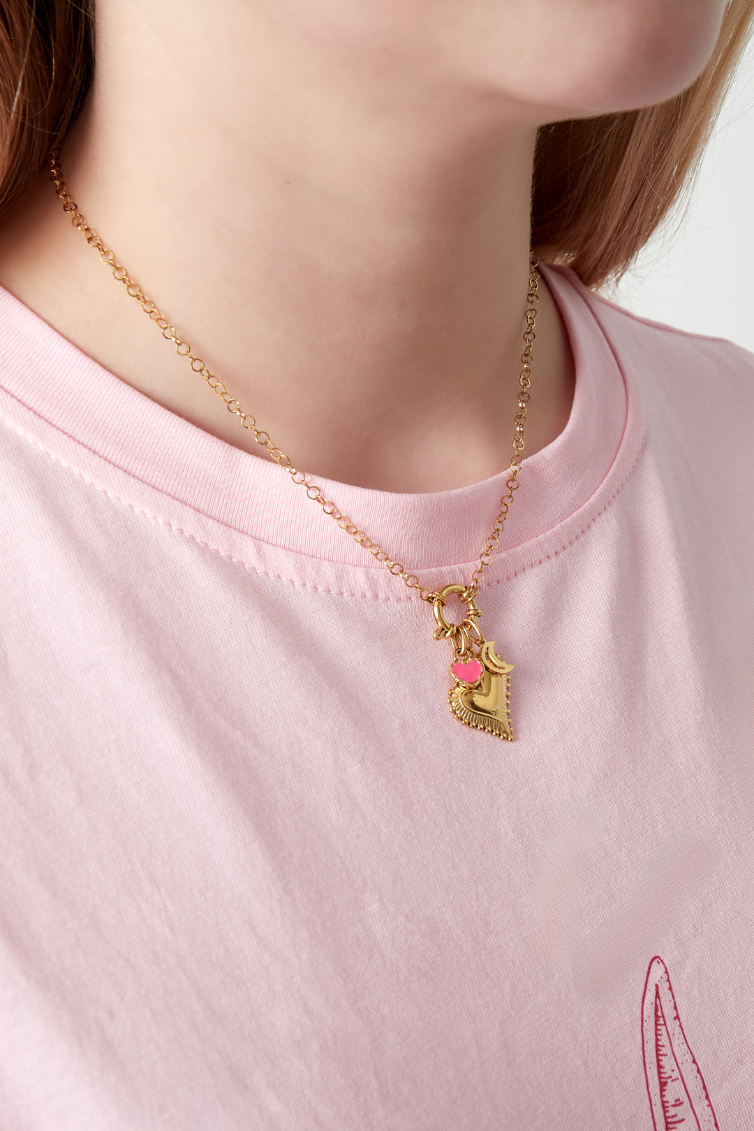 DIY chunky hart ketting goud