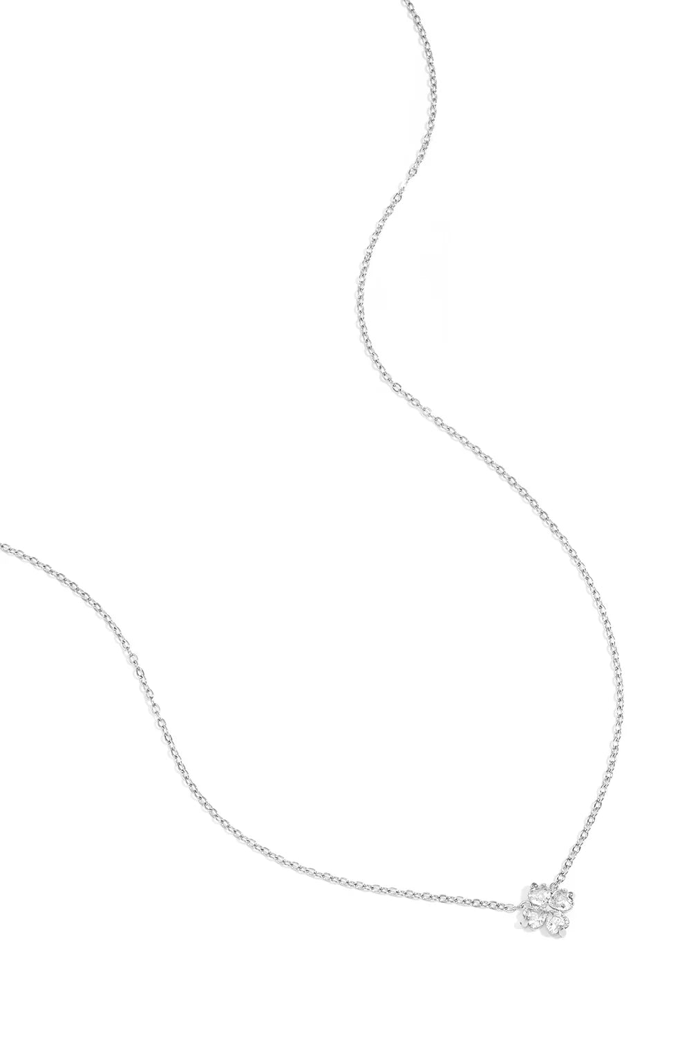 Strass klavertje ketting zilver