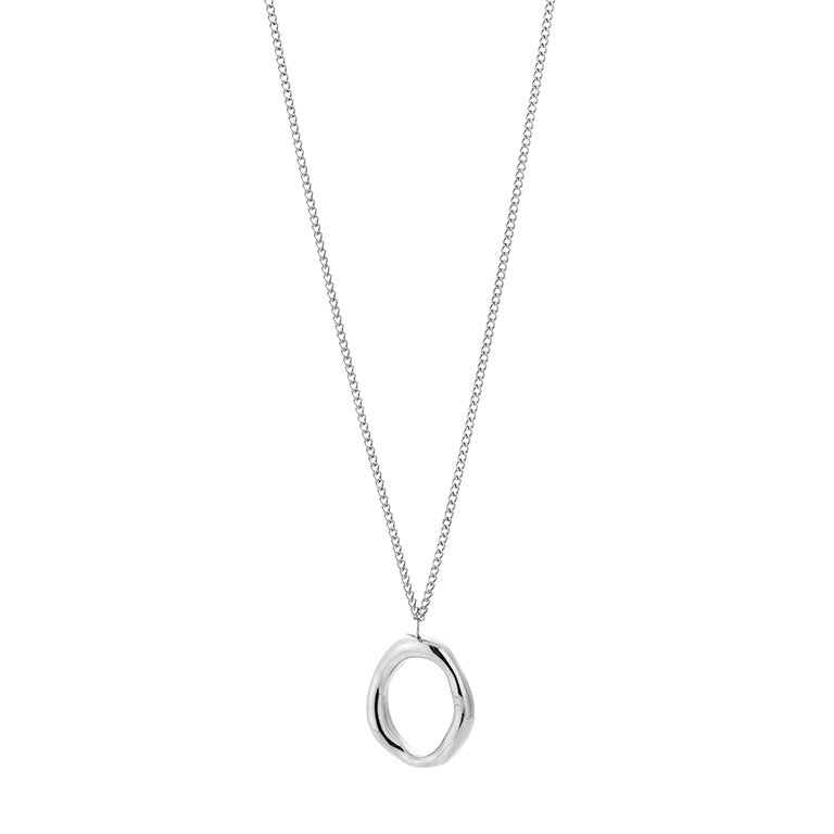 Lange cirkel ketting zilver