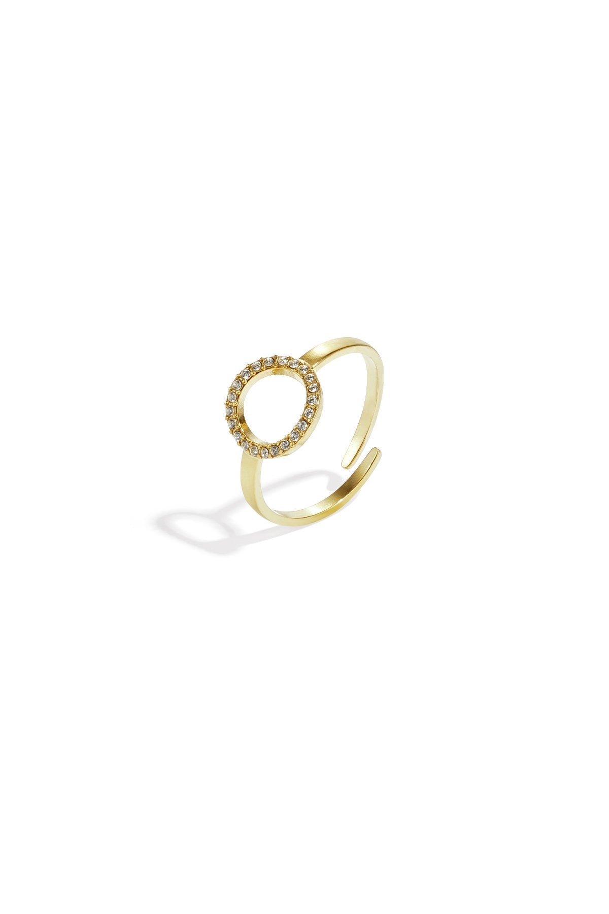 Minimalistische cirkel met steentjes ring goud