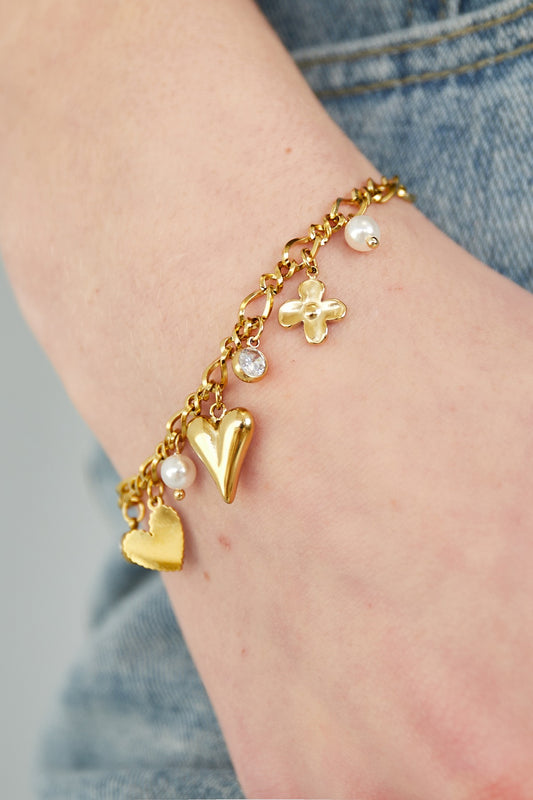 Sparkling love armband goud