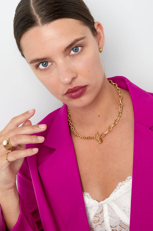 Schakelketting met ronde sluiting goud