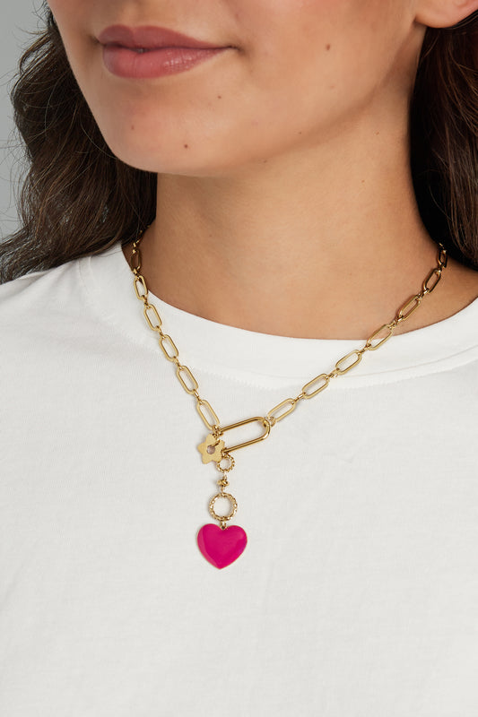 Flower to heart ketting roze goud