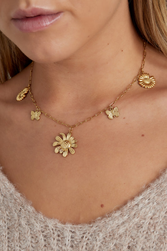 Flowerlicious ketting goud