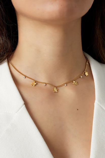 Gleaming flower ketting zilver