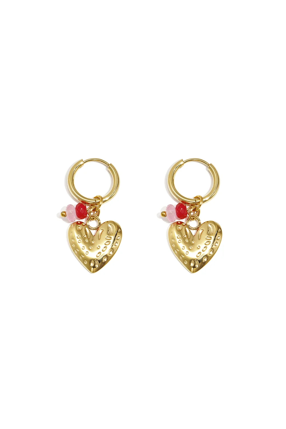 Hart met kraaltjes oorbellen goud