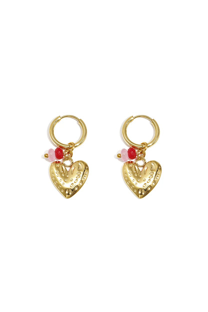 Hart met kraaltjes oorbellen goud
