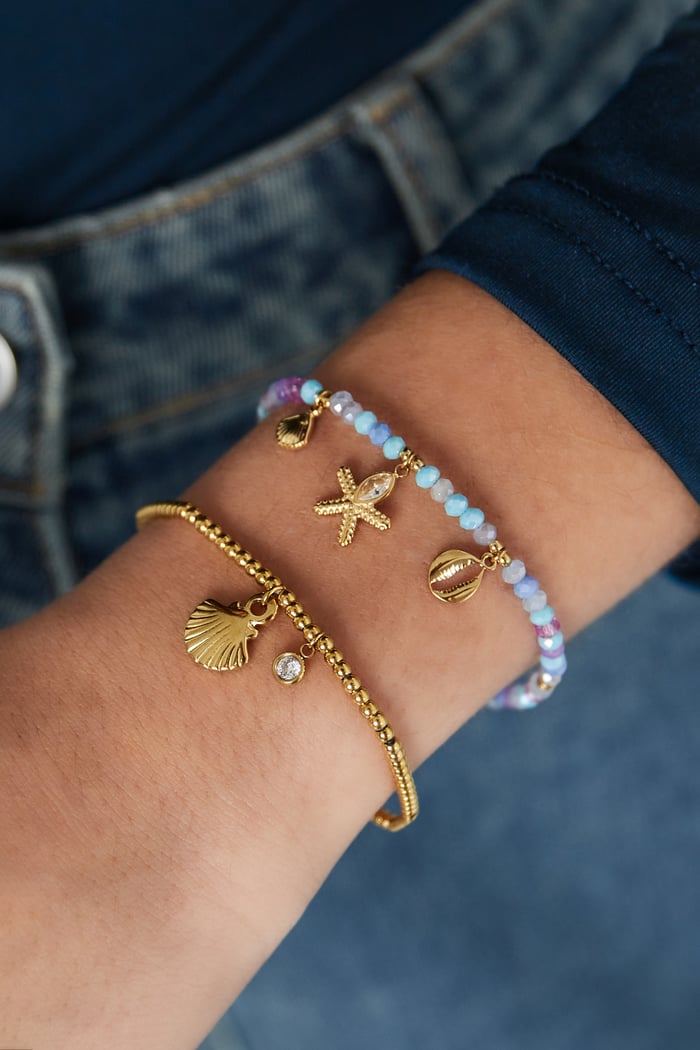 Kralen armband sparkly shell goud