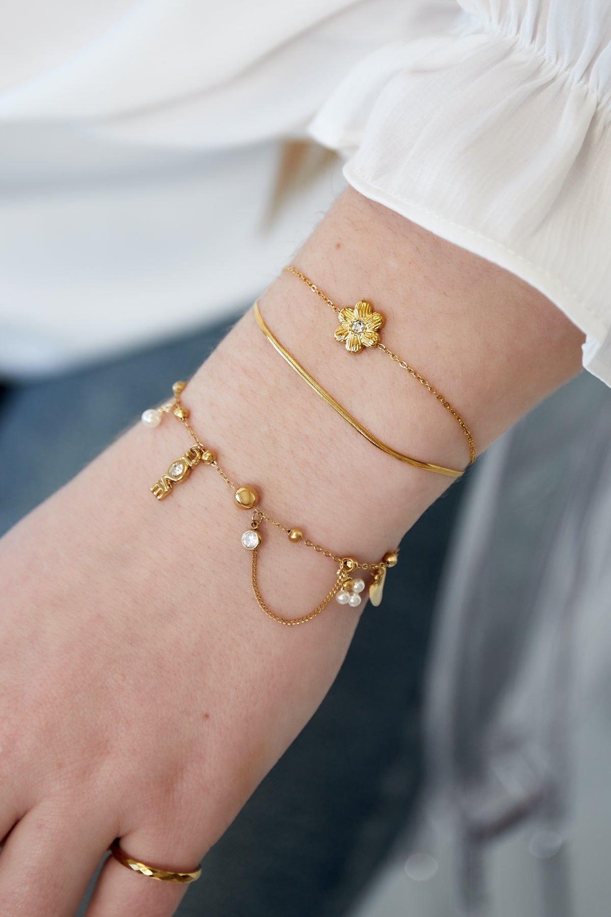 flower love armband zilver