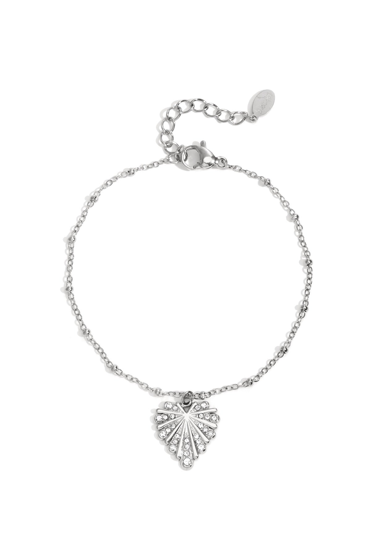Charm strass hart armband zilver