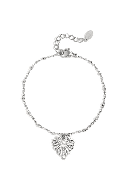 Charm strass hart armband zilver