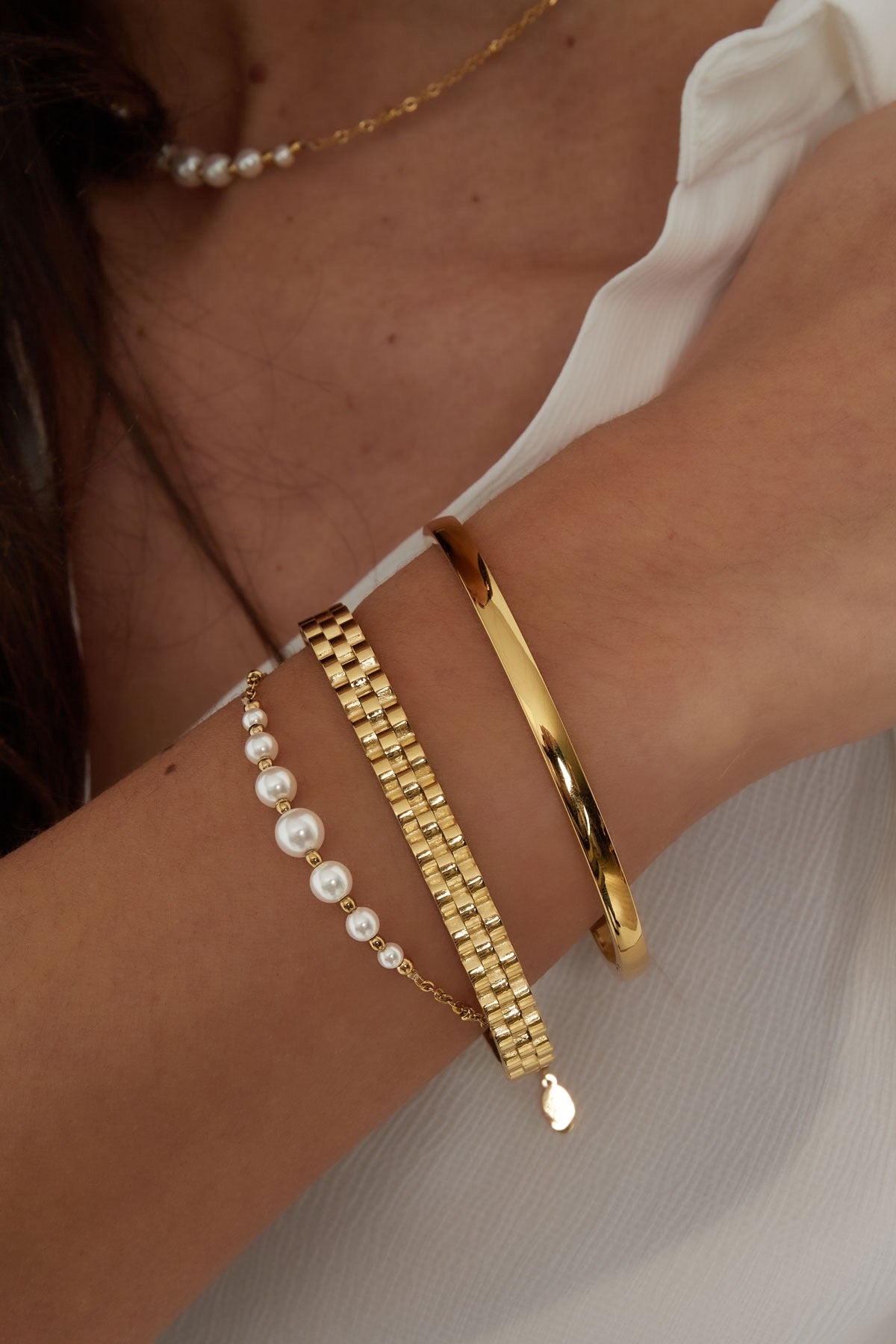 Bangle armband schakel goud