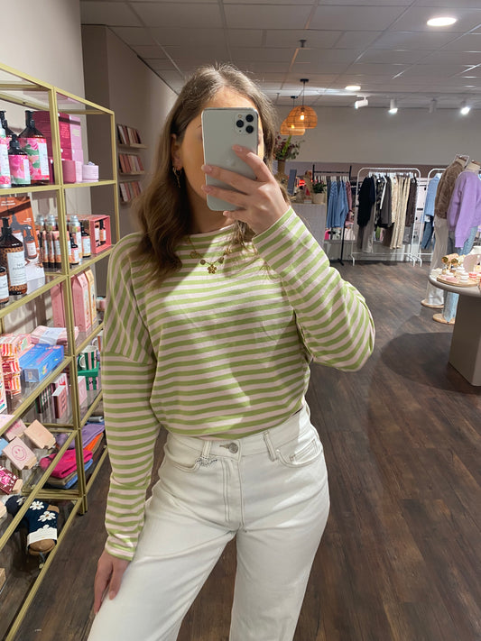 Leah - gestreepte top groen