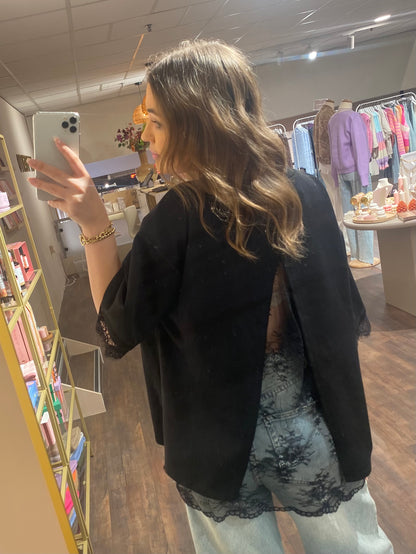 Sienna - oversized lace t-shirt zwart