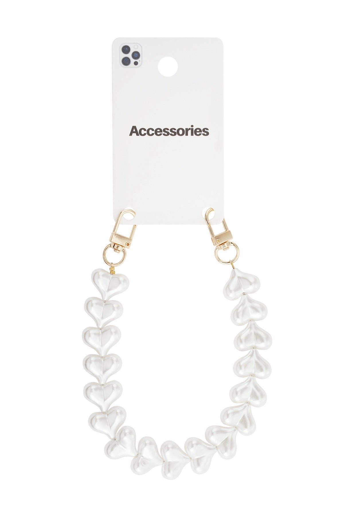 Telefoonkoord hartjes wit