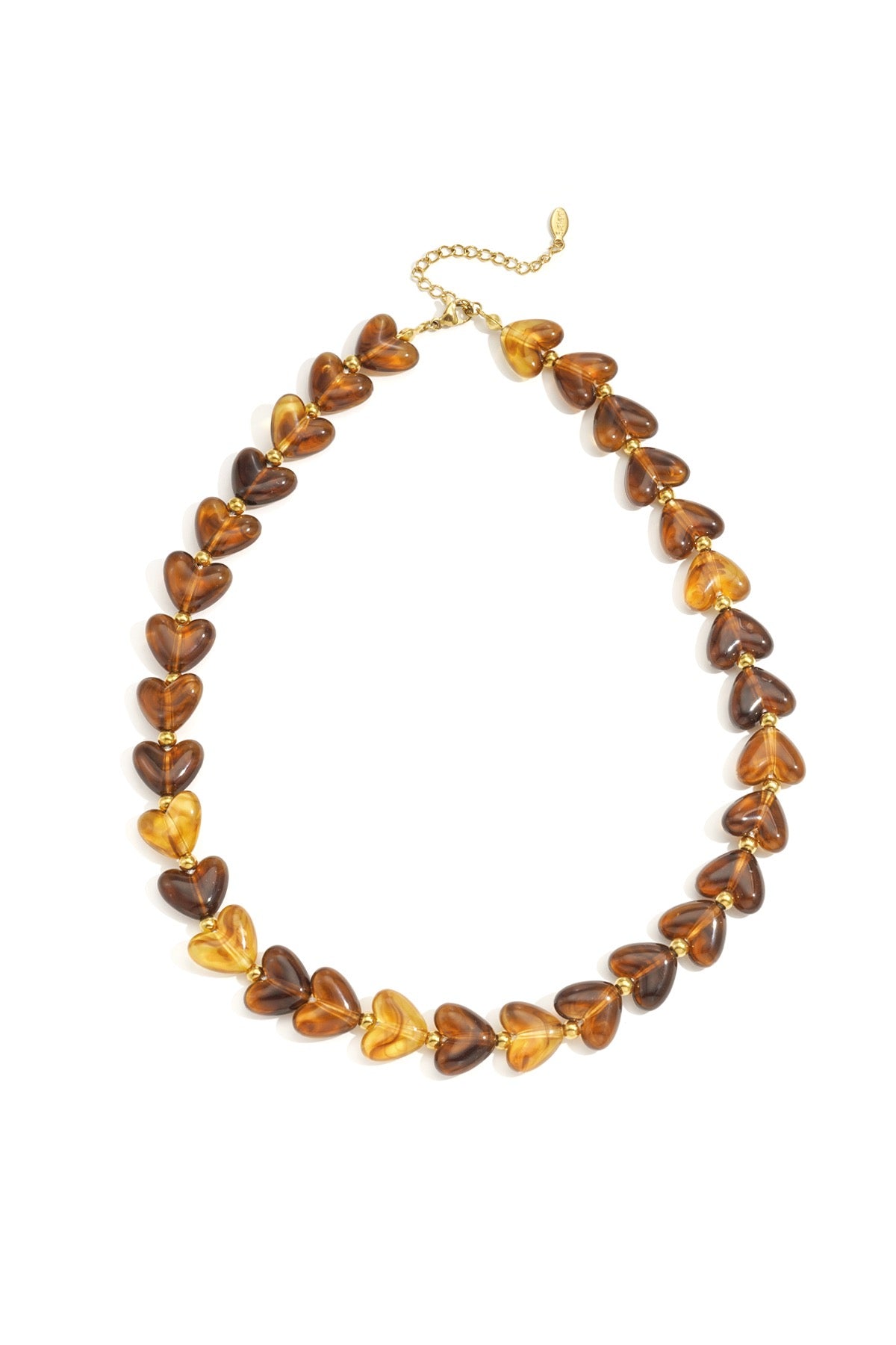 Ketting met hartjes amber
