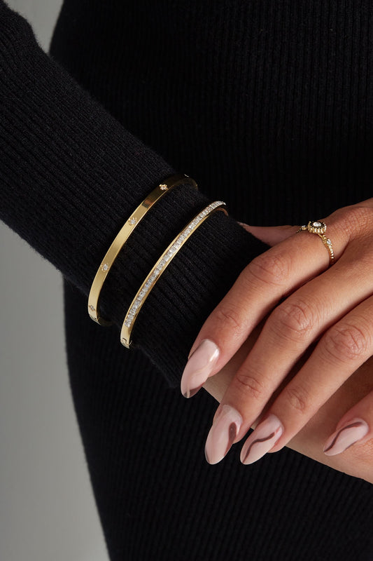 Bangle armband strass steentjes goud