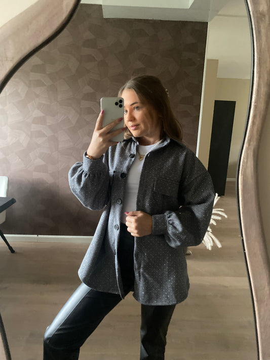 Elena - glitter jacket grijs
