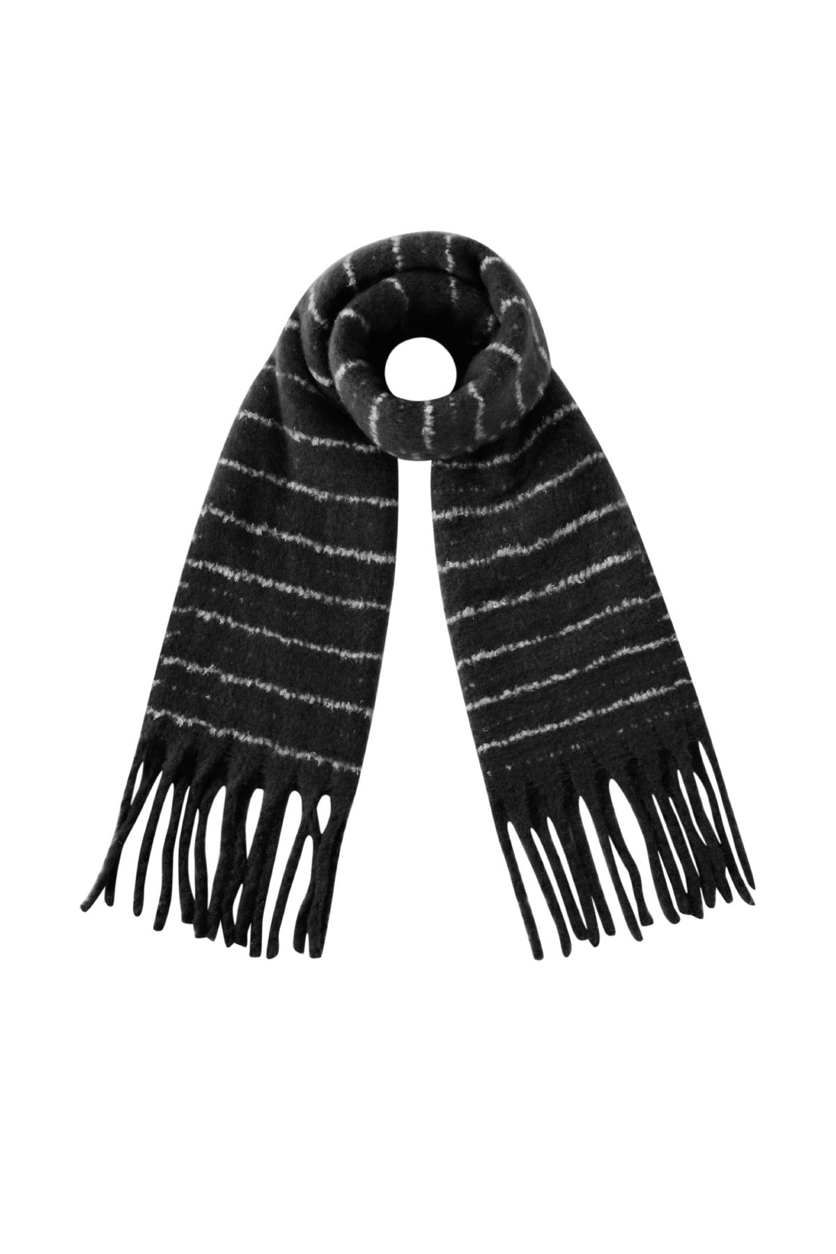 Wintersjaal Strip Casual zwart