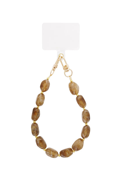 Telefoonkoord kralen bruin