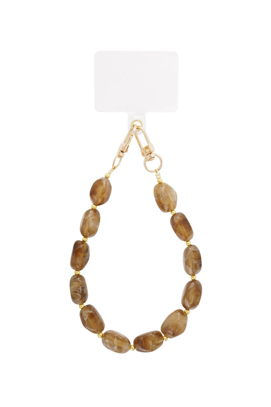 Telefoonkoord kralen bruin