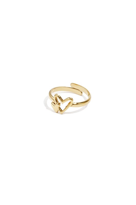 2 hartjes ring goud