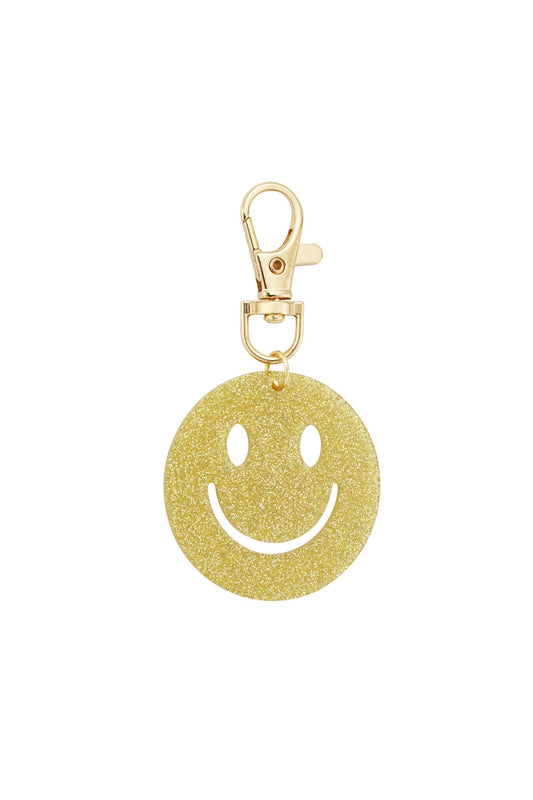 Keep smiling sleutelhanger geel