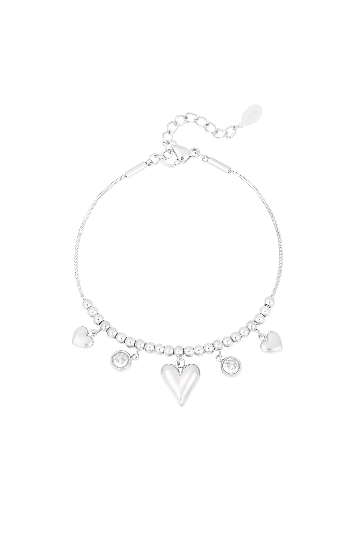 Gleaming heart armband zilver