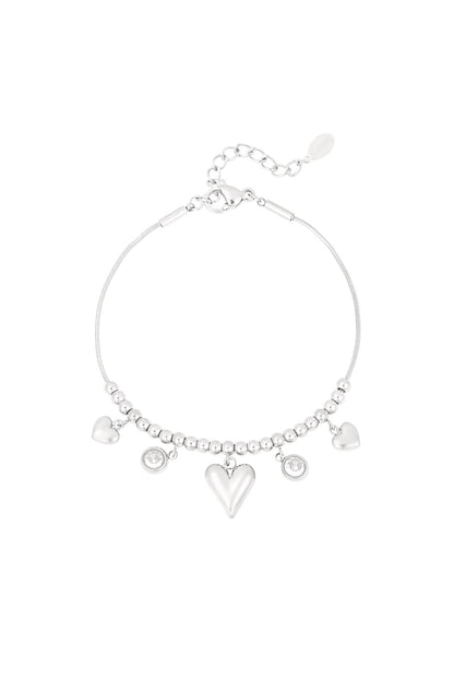 Gleaming heart armband zilver